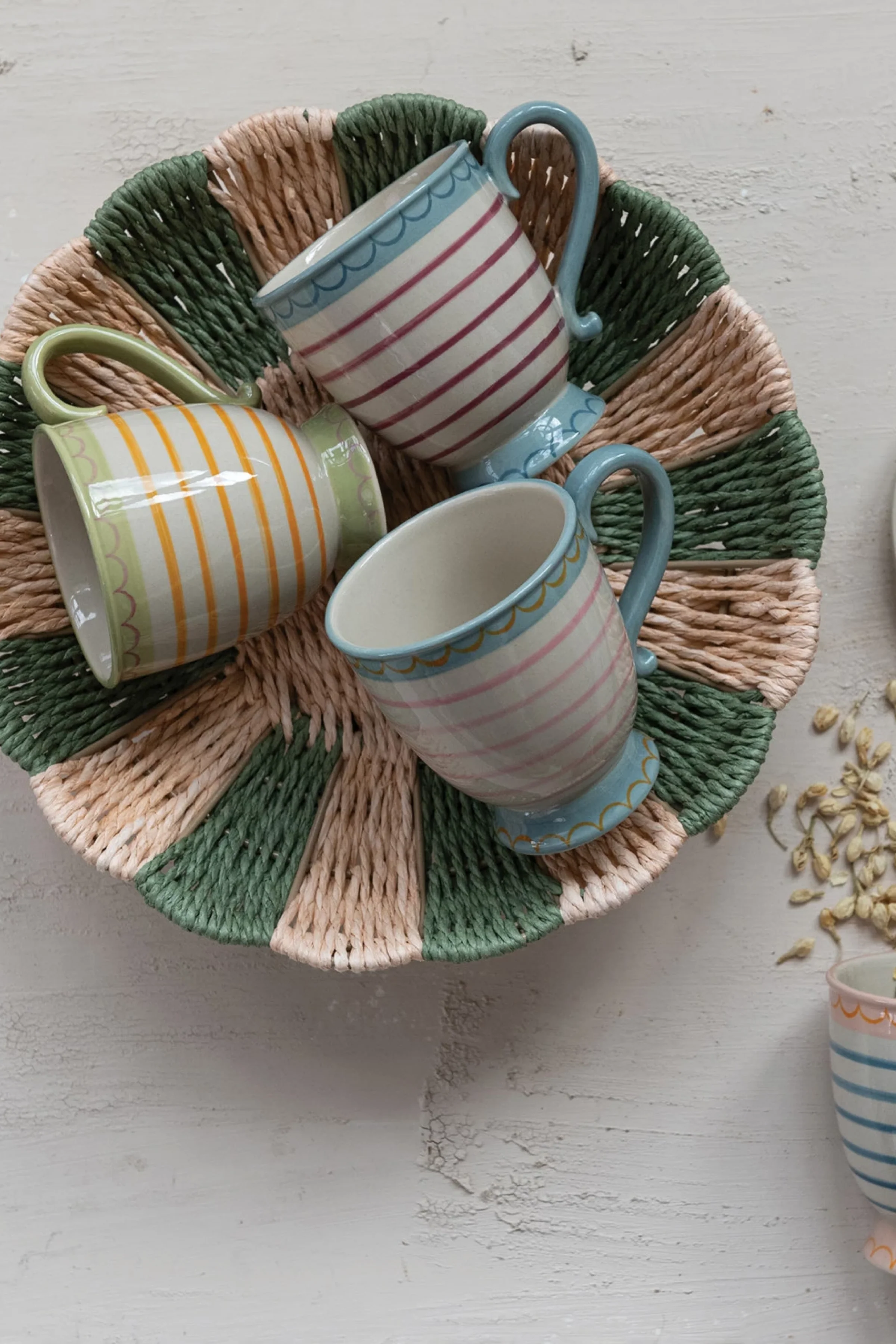 10 oz. Hand-Painted Stoneware Footed Mug, 4 Styles - Image 2