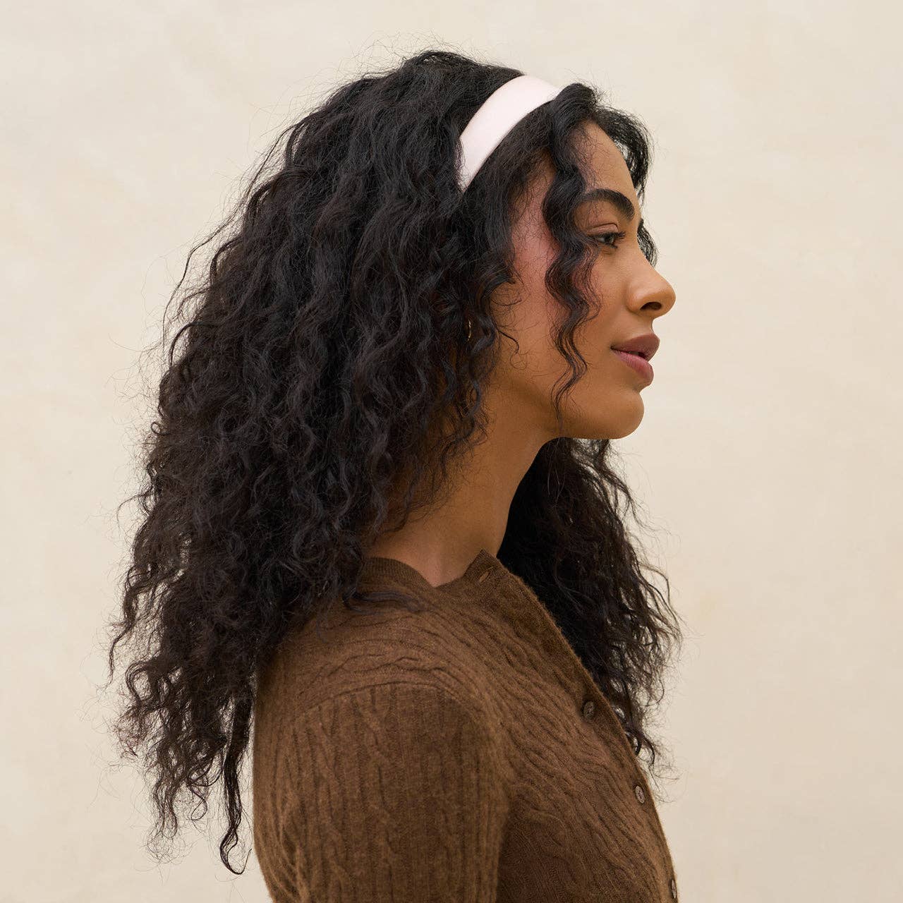 KITSCH - Cream & Camel Satin & Velvet Headbands - Image 2