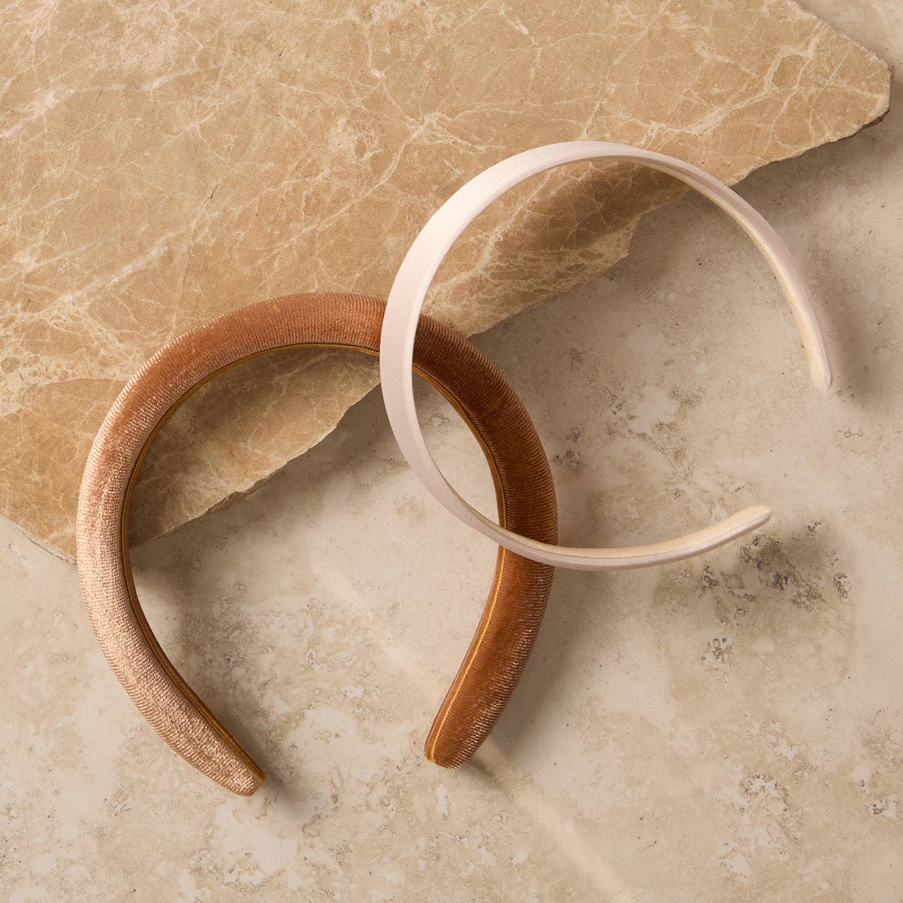 KITSCH - Cream & Camel Satin & Velvet Headbands - Image 3