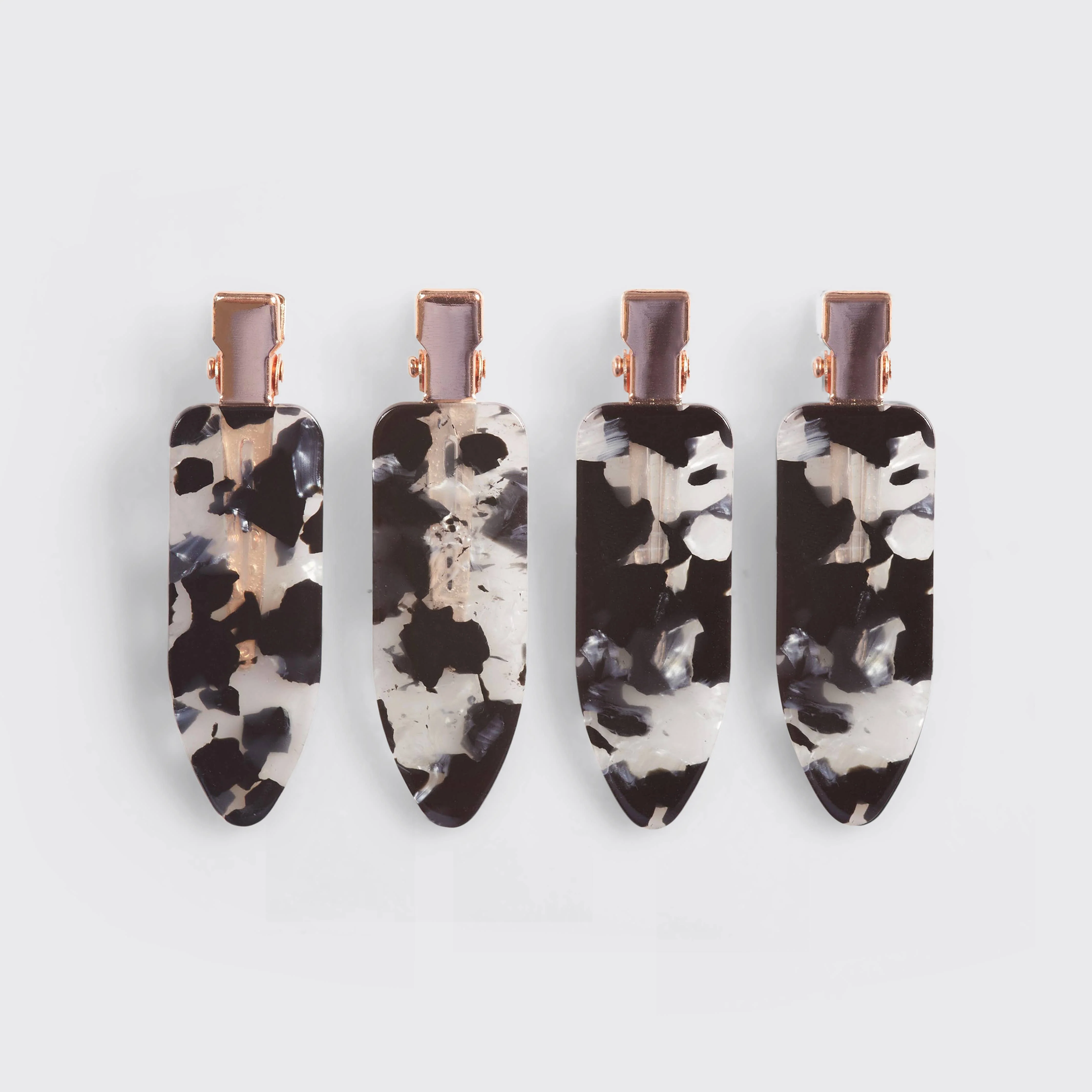 KITSCH - Eco-Friendly Creaseless Clips 4pc Set - Black Terrazzo - Image 2