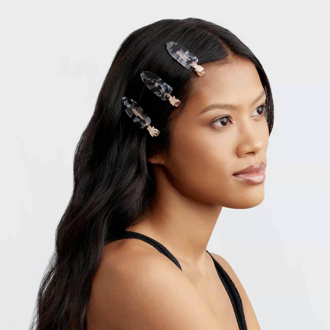 KITSCH - Eco-Friendly Creaseless Clips 4pc Set - Black Terrazzo - Image 3