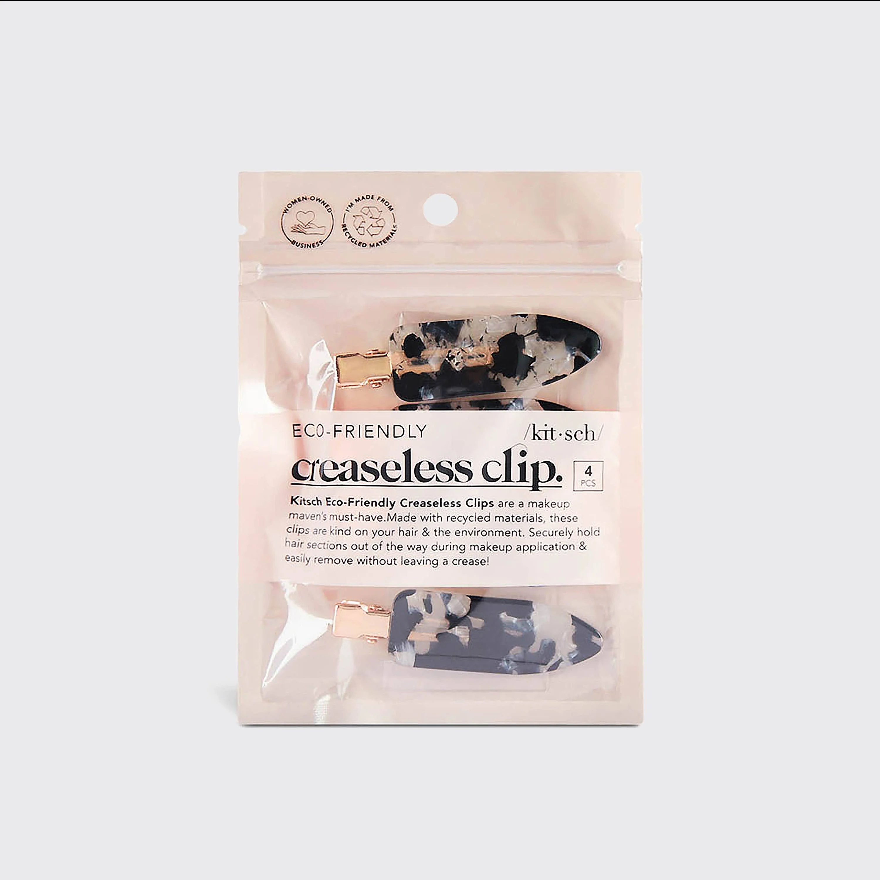 KITSCH - Eco-Friendly Creaseless Clips 4pc Set - Black Terrazzo - Image 4