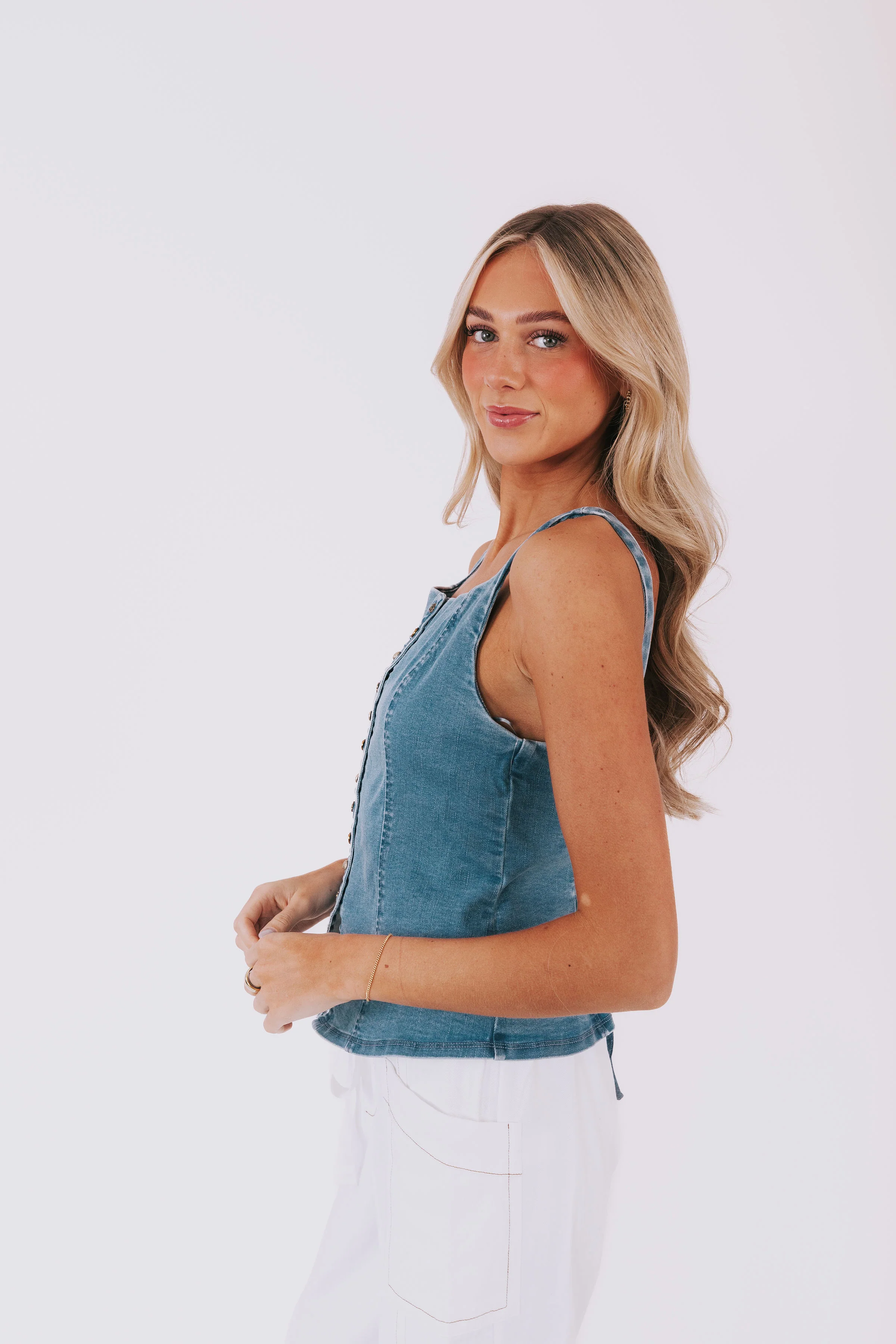 FREE PEOPLE - A Moment In Time Denim Vest - Image 4