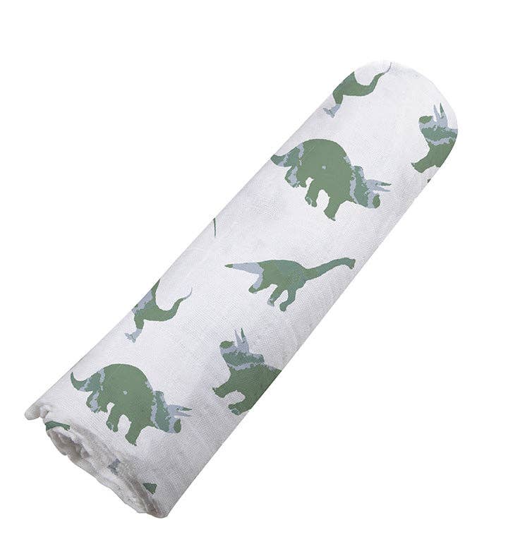 BABY - Granite Green Dinosaurs Cotton Swaddle - Image 4