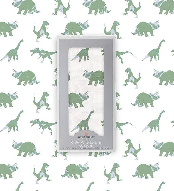 BABY - Granite Green Dinosaurs Cotton Swaddle - Image 6