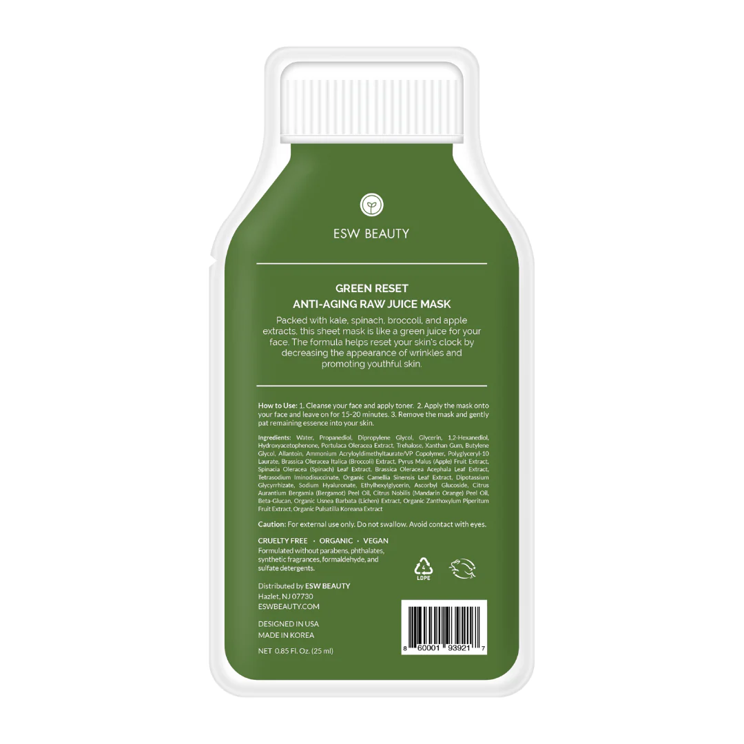 ESW BEAUTY - Green Reset Anti Aging Raw Juice Sheet Mask - Image 11