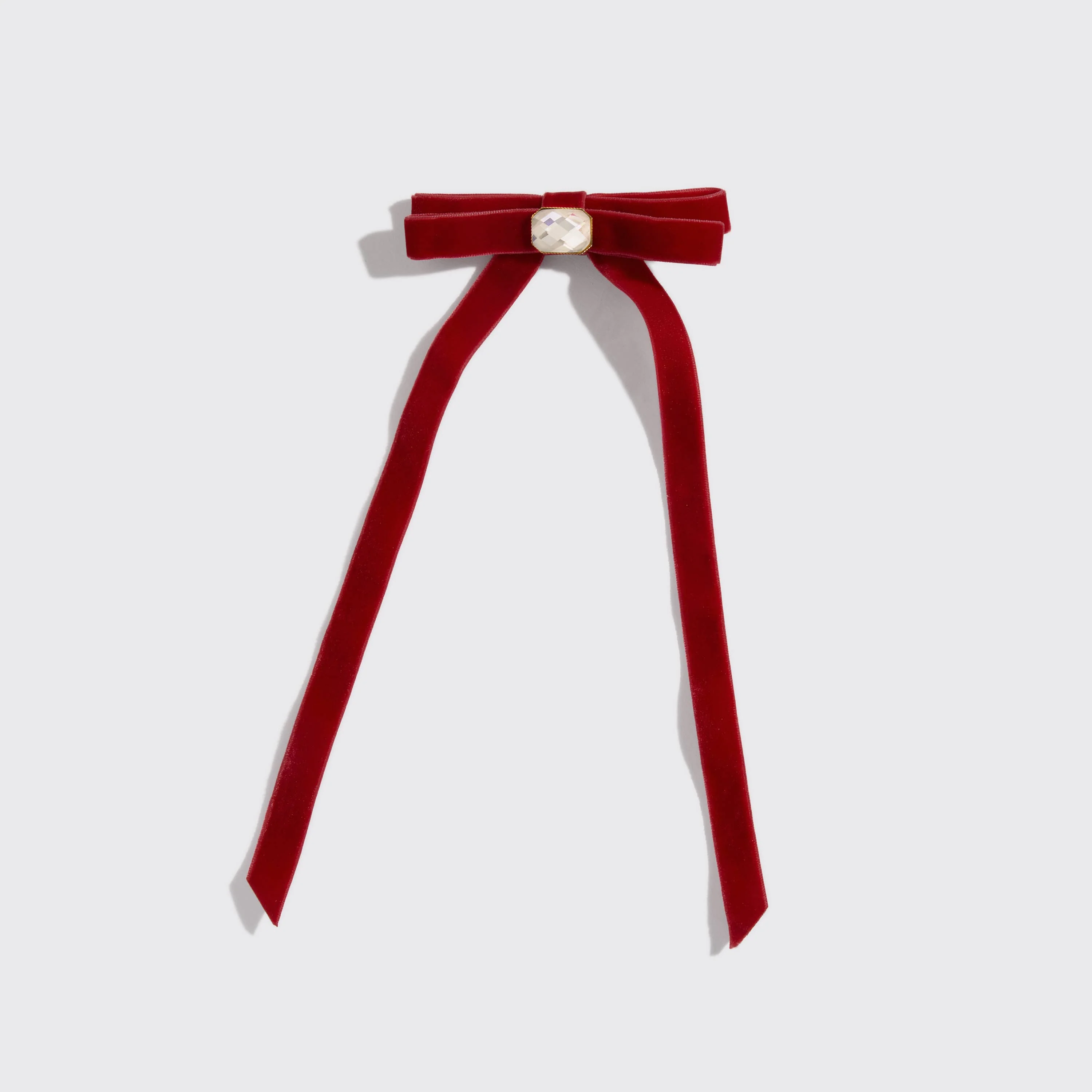 KITSCH - Velvet & Gemstone Bow Hair Clip - Image 2