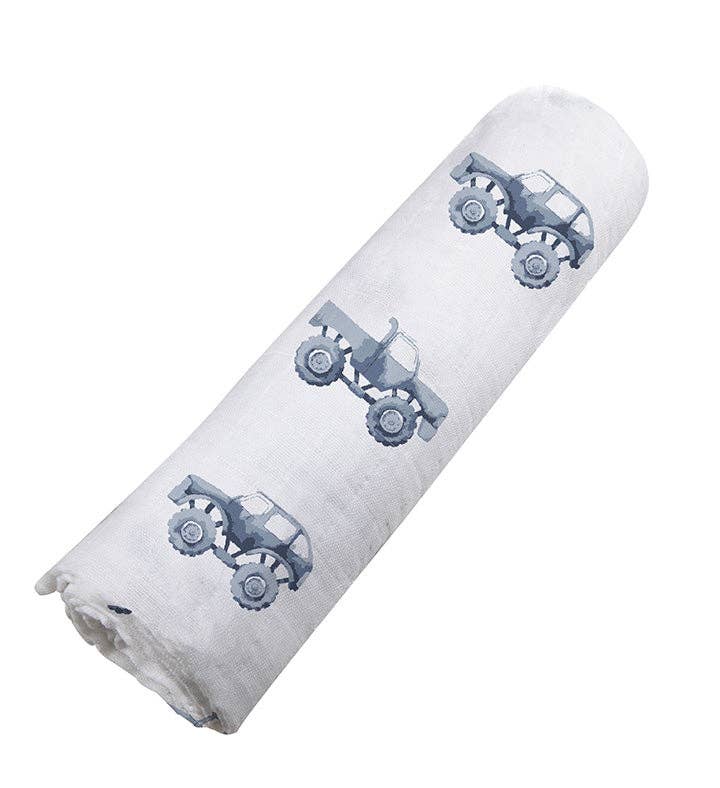 BABY - Indigo Monster Trucks Cotton Swaddle - Image 4