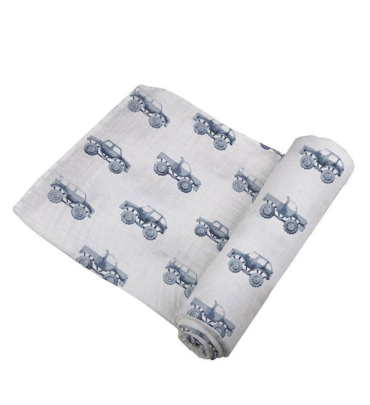 BABY - Indigo Monster Trucks Cotton Swaddle - Image 5