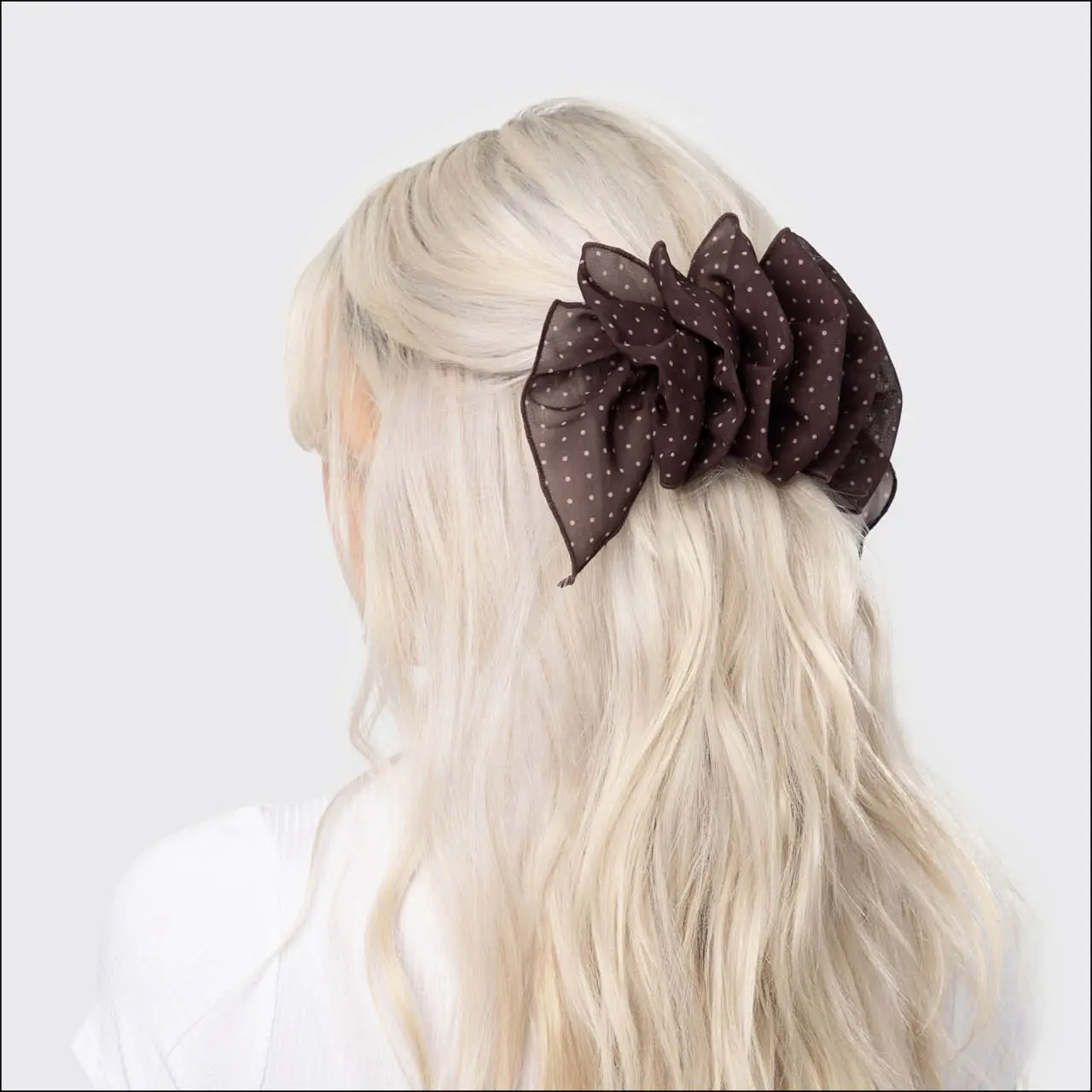 KITSCH - Recycled Chiffon Polka Dot Bow Barrette - Image 4