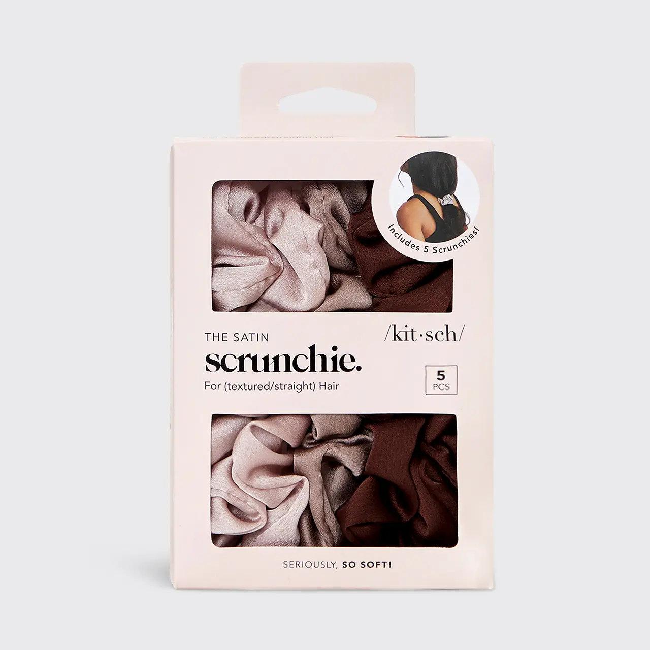 KITSCH - Satin Sleep Scrunchies 5pc - Cameo - Image 2