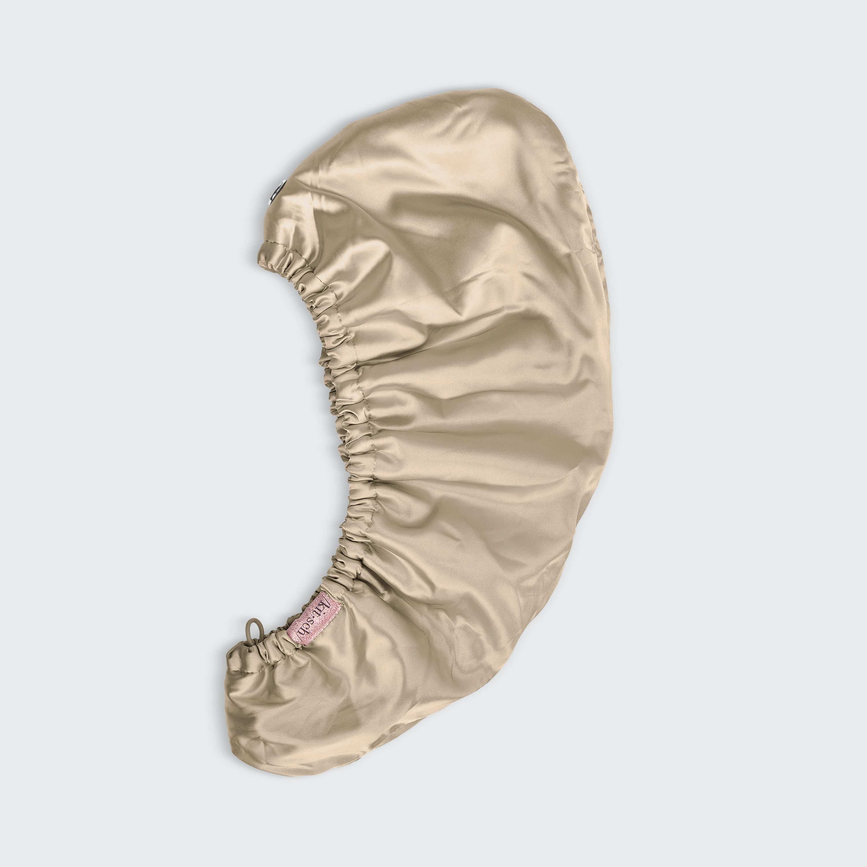 KITSCH - Satin Wrapped Microfiber Hair Towel in Champagne - Image 3