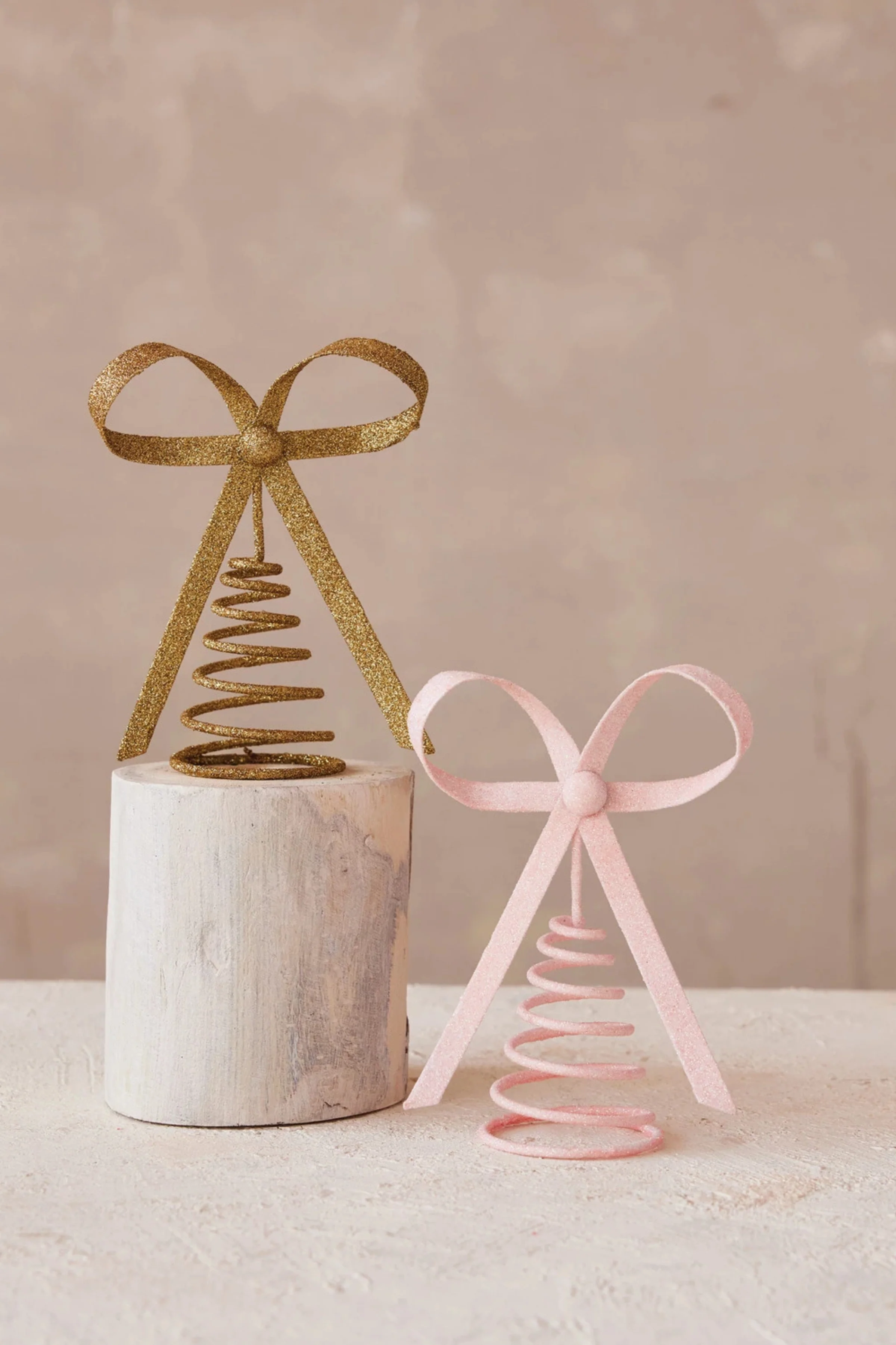 Metal Bow Tree Topper, Gold Glitter Finish - Image 2