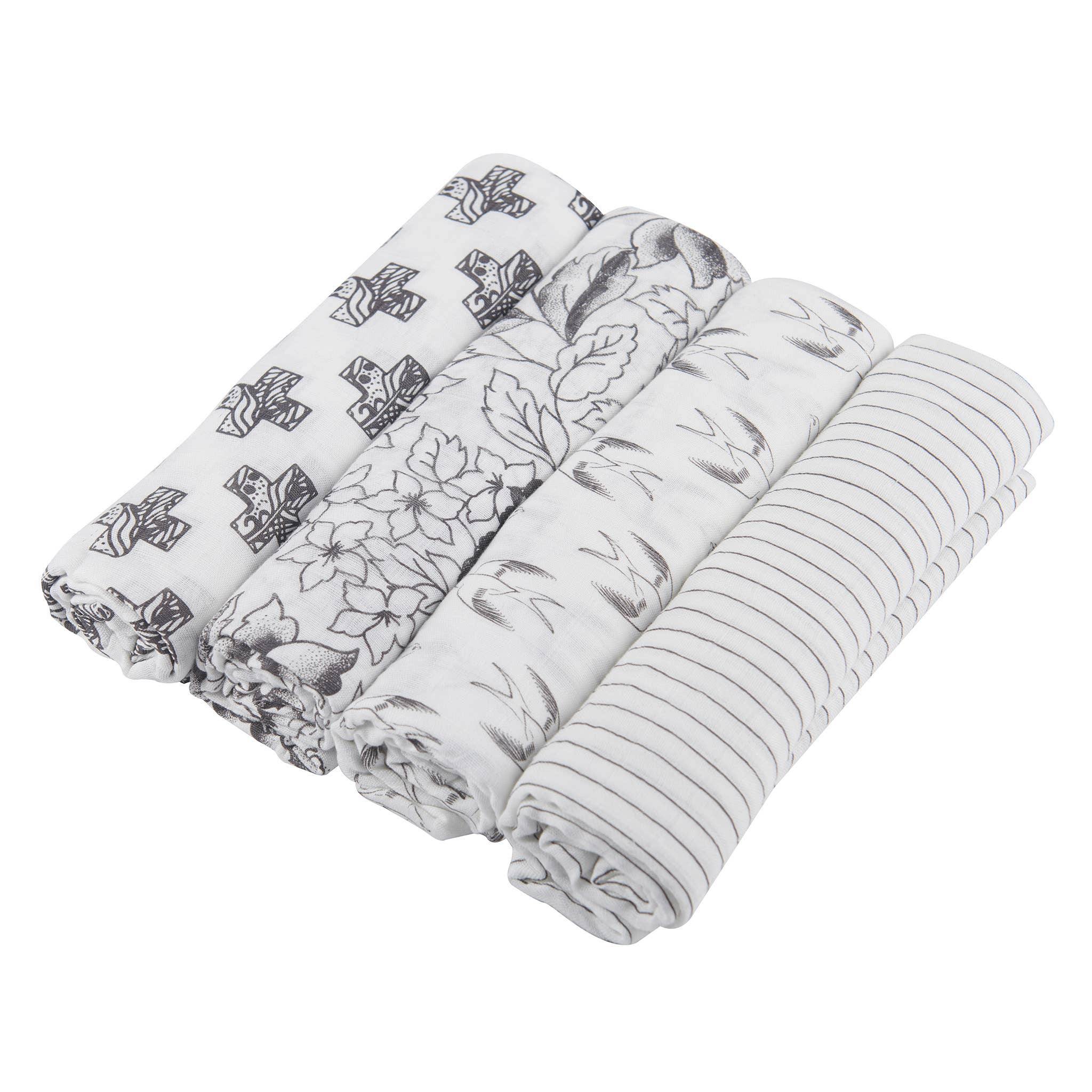 BABY - Monochrome Bamboo Muslin Swaddle 4-Pack - Image 2