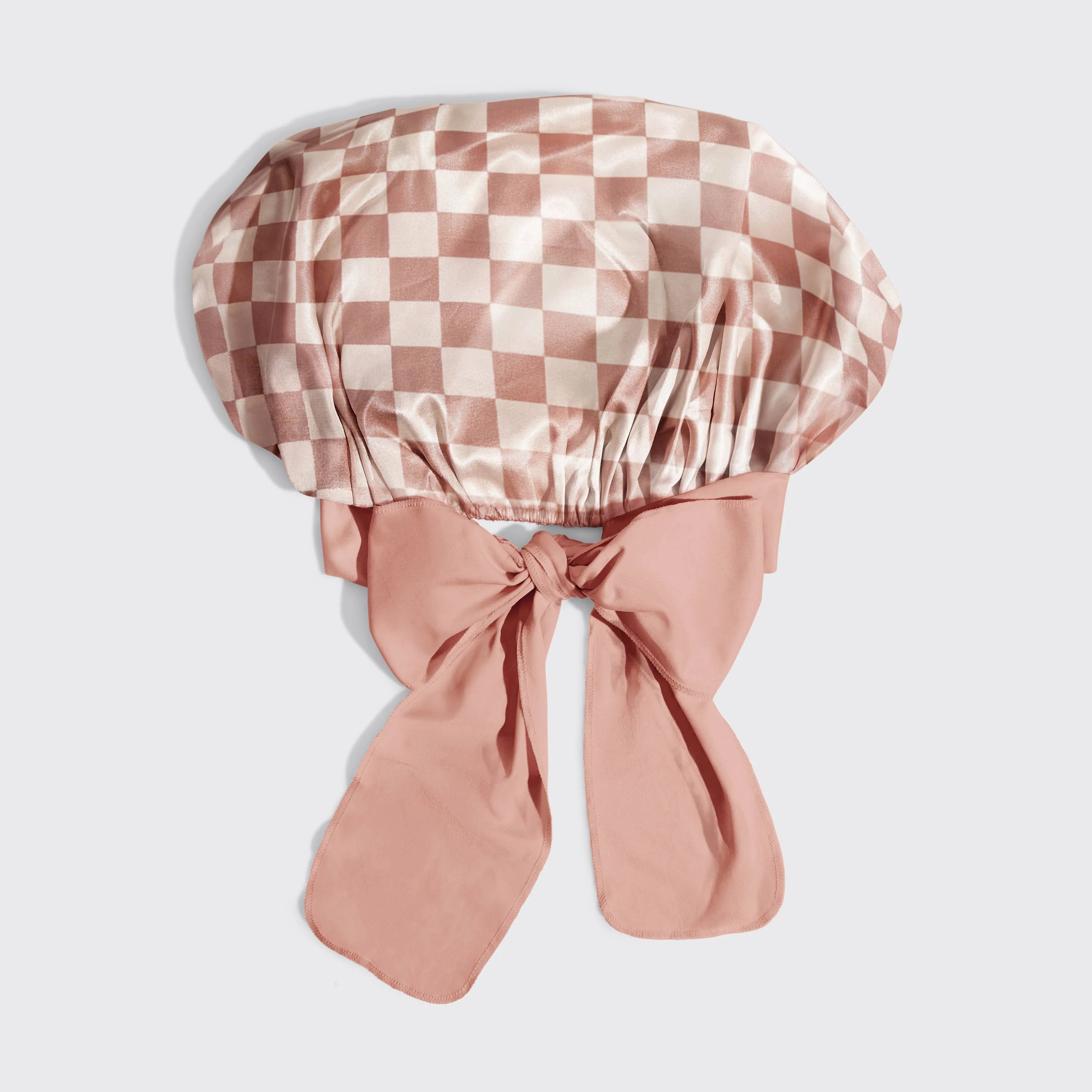 KITSCH - Oversized Satin Bonnet - Terracotta Checker - Image 3