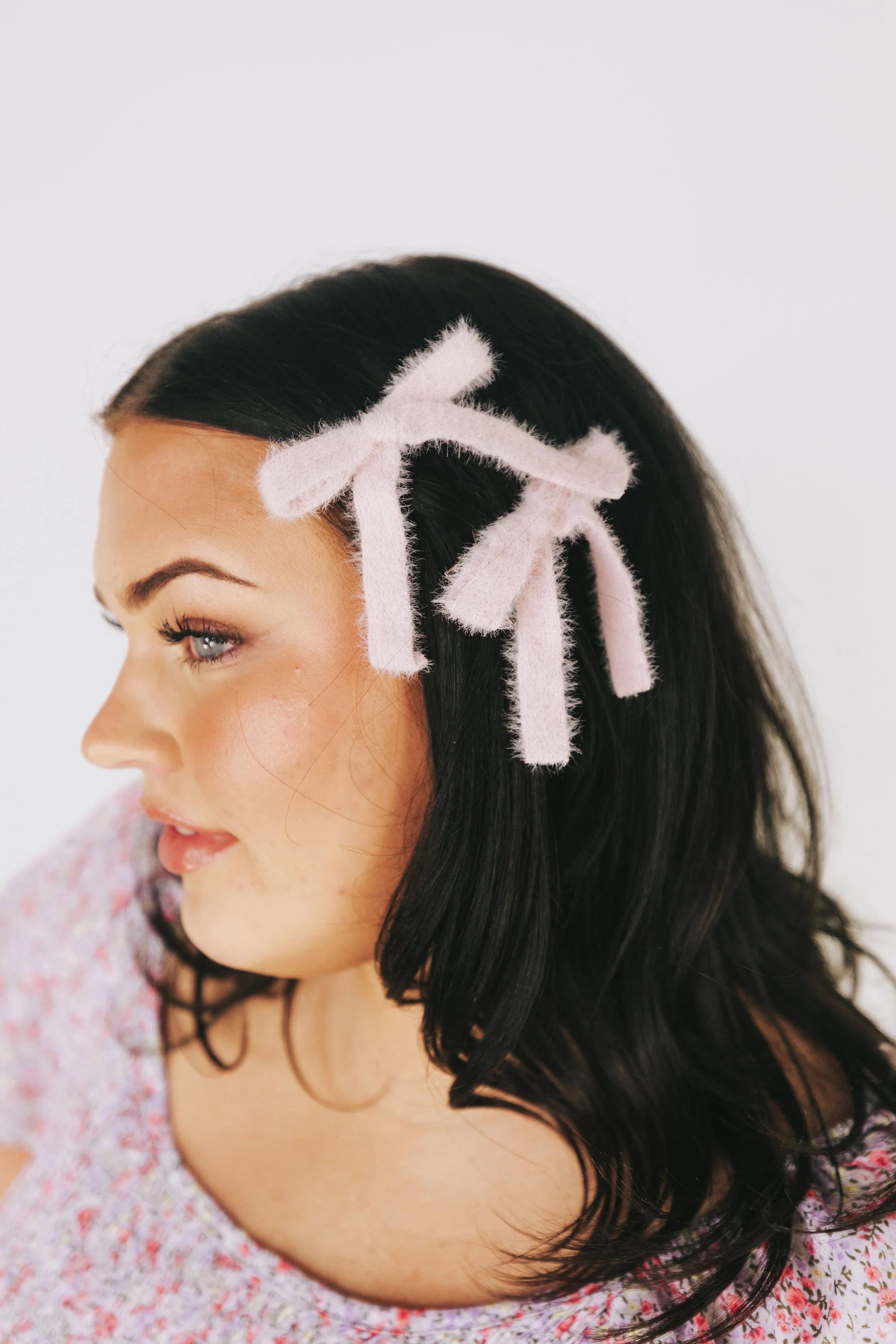 Pink Fuzzy Bow Clips - Image 2