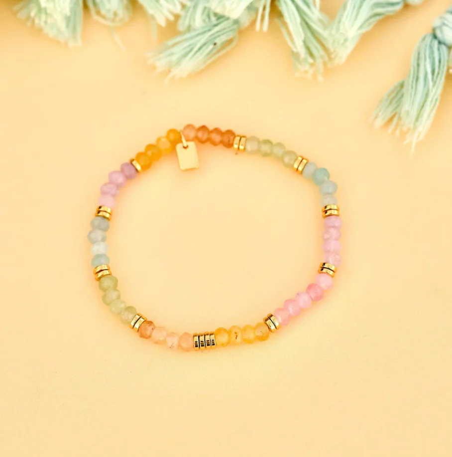 PURA VIDA - Ombre Rainbow Bead Stretch Bracelet - Image 2
