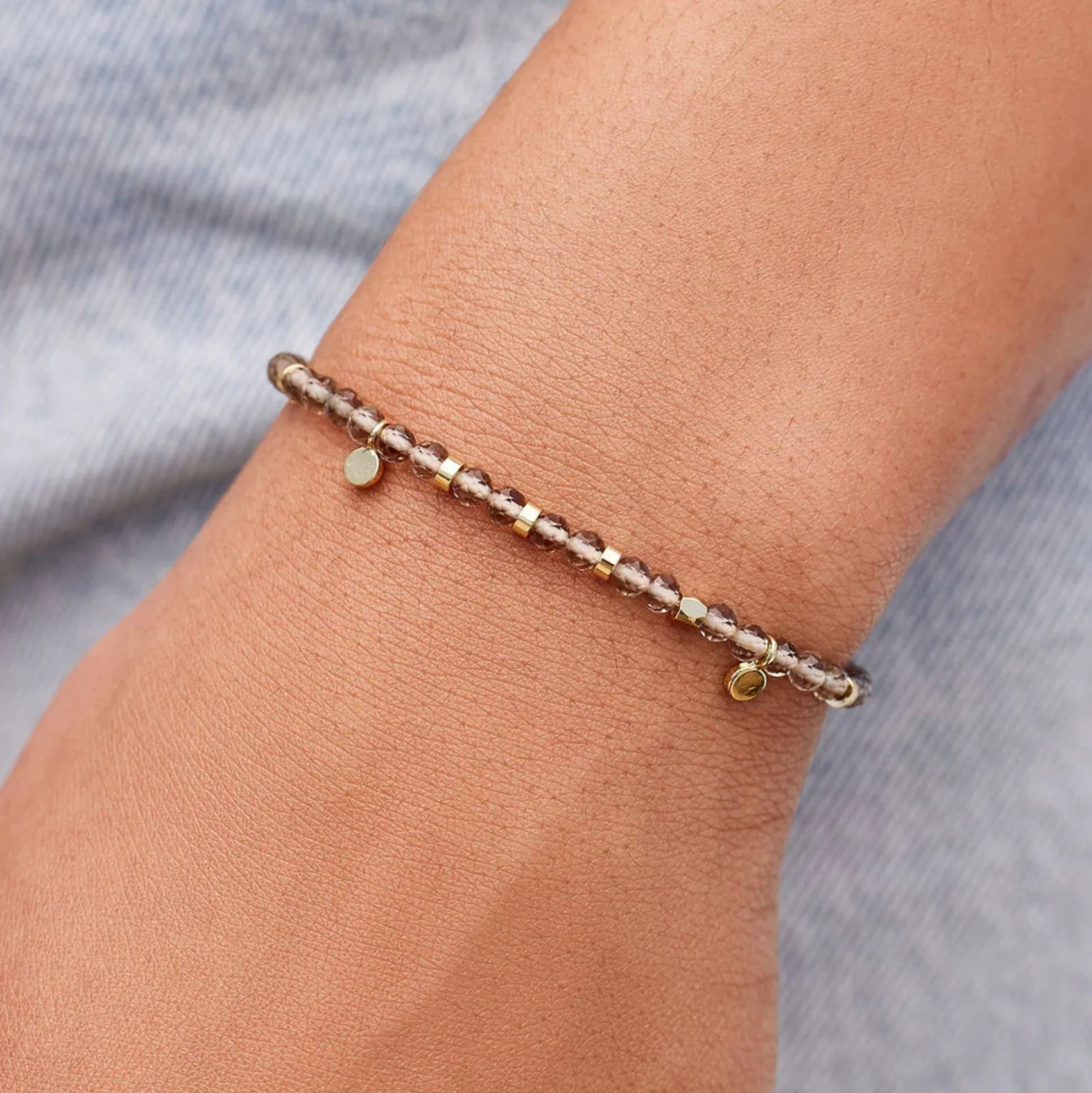 PURA VIDA - Smokey Quartz Beaded String Bracelet - Image 3