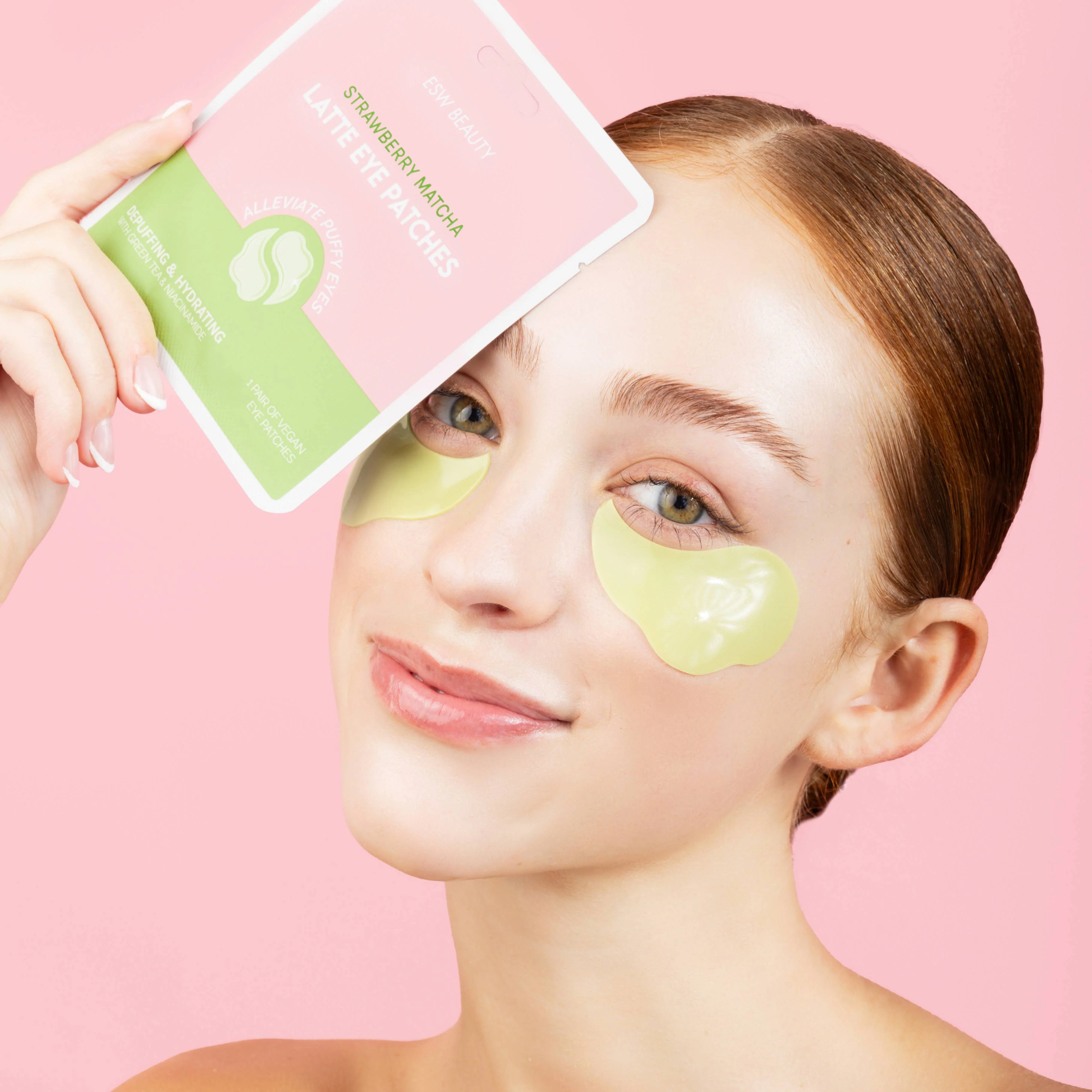 ESW BEAUTY - Strawberry Matcha Latte Depuffing & Hydrating Eye Patches - Image 3